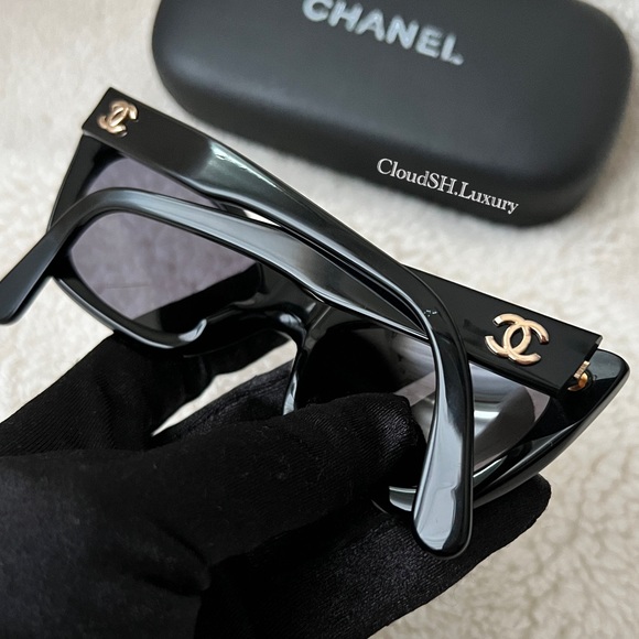 Auth Chanel Vintage CC Logo Black Cat Eye Sunglasses *For Small face frames - Picture 5 of 13
